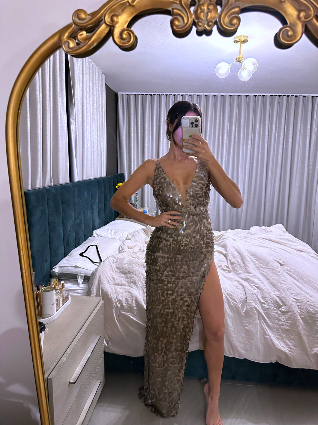 Sand sequin gown